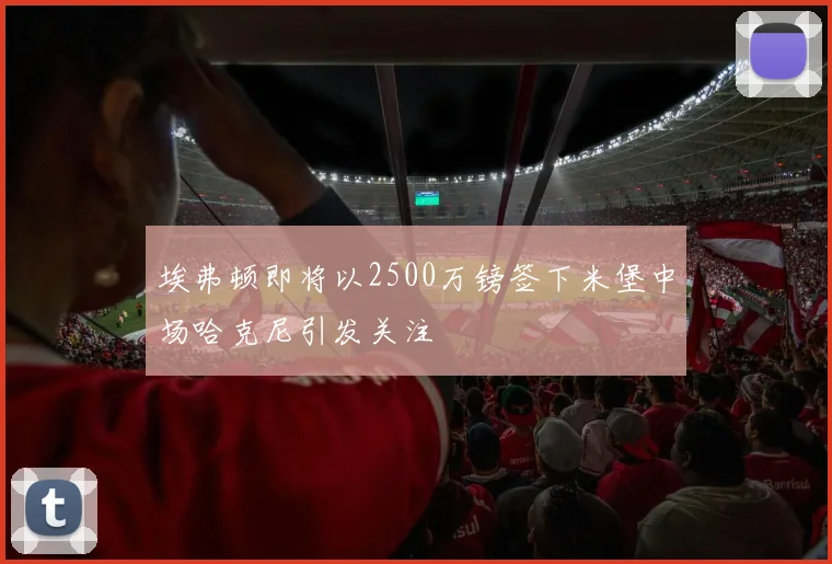 埃弗顿即将以2500万镑签下米堡中场哈克尼引发关注